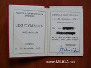Legitymacja Krzyż Kawalerski Orderu Odrodzenia Polski